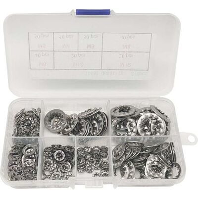 OEM Paquete De 270 Arandelas De Seguridad De Estrella Dentadas Internas De Acero Inoxidable 304-7, Tamaños M3 M4 M5 M6 M8 M10 M12 OEM Paquete De 270 Arandelas De Seguridad De Estrella Dentadas Internas De Acero Inoxidable 304-7, Tamaños M3 M4 M5 M6 M8 M10 M12