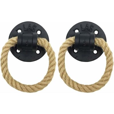 DPZO Tirador De Armario Retro, Tirador De Puerta De Madera Rústica, Tirador De Armario Clásico De Hierro Forjado Vintage, Tirador De Cuerda De Cáñamo (2 Unidades, Negro) DPZO Tirador De Armario Retro, Tirador De Puerta De Madera Rústica, Tirador De Armario Clásico De Hierro Forjado Vintage, Tirador De Cuerda De Cáñamo (2 Unidades, Negro)