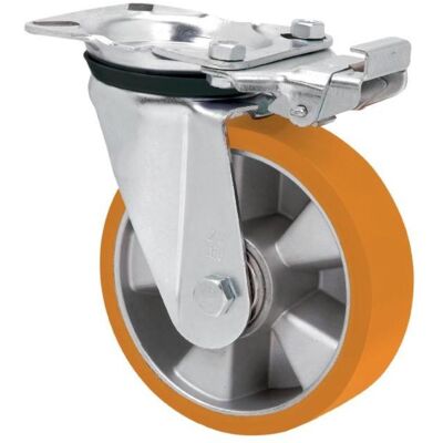 Alex - Rueda Giratora Placa Mec.dir.4mm 10zvrmd160-aub Aluminio-poliur.naranja Bolas Alex - Rueda Giratora Placa Mec.dir.4mm 10zvrmd160-aub Aluminio-poliur.naranja Bolas