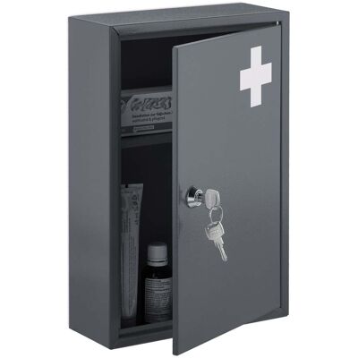 HELLOSHOP26 Armario Medicamentos De Pared Con Cerradura 60 X 40 X 15 Cm Almacenamiento Seguro Moderno De Metal Gris 130013787 HELLOSHOP26 Armario Medicamentos De Pared Con Cerradura 60 X 40 X 15 Cm Almacenamiento Seguro Moderno De Metal Gris 130013787