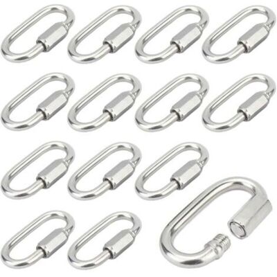 OEM 12 Mosquetones De Bloqueo Con Rosca M5, Eslabón Rápido, Acero Inoxidable 304, Mosquetón De Bloqueo Con Tapa De Rosca, Mosquetón Fijo Para Conectar Cuerdas, Cadenas Y Aparejos - Crezuo OEM 12 Mosquetones De Bloqueo Con Rosca M5, Eslabón Rápido, Acero Inoxidable 304, Mosquetón De Bloqueo Con Tapa De Rosca, Mosquetón Fijo Para Conectar Cuerdas, Cadenas Y Aparejos - Crezuo