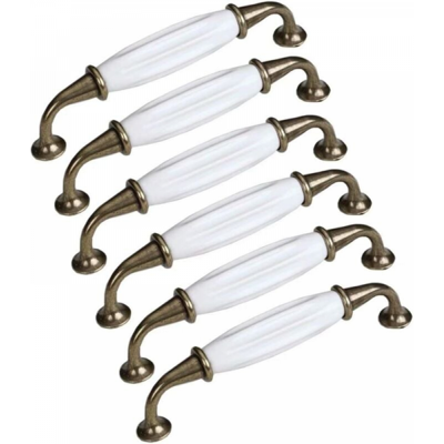 CYSLMUK Juego De 6 Perillas De Puerta De Cerámica, Manija Para Muebles De Cajón, Puerta De Gabinete De Porcelana, Manija Para Muebles De Cocina, 128mm CYSLMUK Juego De 6 Perillas De Puerta De Cerámica, Manija Para Muebles De Cajón, Puerta De Gabinete De Porcelana, Manija Para Muebles De Cocina, 128mm