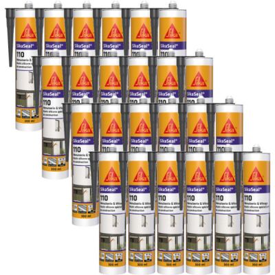 Sika SikaSeal 109 - Juego de 24 selladores de silicona para carpintería - Antracita - 300ml Sika SikaSeal 109 - Juego de 24 selladores de silicona para carpintería - Antracita - 300ml