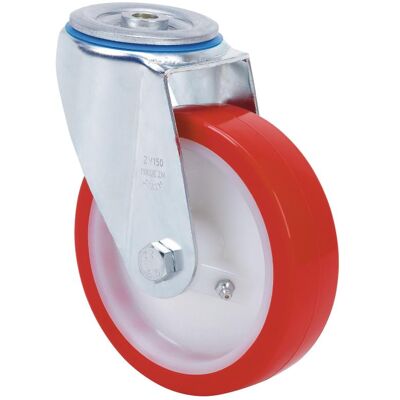 Ruedas Alex - Rueda Giratora Agujero M12 20zv150-po Nylon Blanco-poliur.rojo Eje Liso Ruedas Alex - Rueda Giratora Agujero M12 20zv150-po Nylon Blanco-poliur.rojo Eje Liso