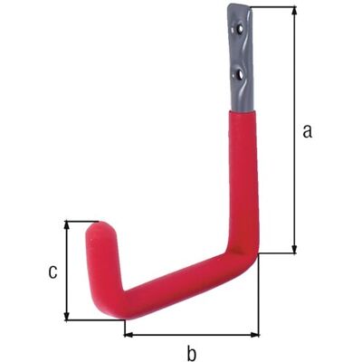 Gancho de pared en forma de U GAH Modelo A.250mm - Acero, Goma roja Gancho de pared en forma de U GAH Modelo A.250mm - Acero, Goma roja