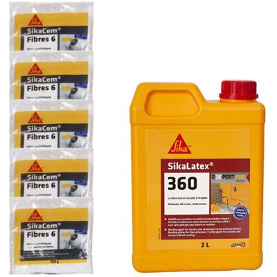 Sika - Masonry Pack - 5x Cem Fibre 6 150g Latex 360 2l Bonding Resin Sika - Masonry Pack - 5x Cem Fibre 6 150g Latex 360 2l Bonding Resin