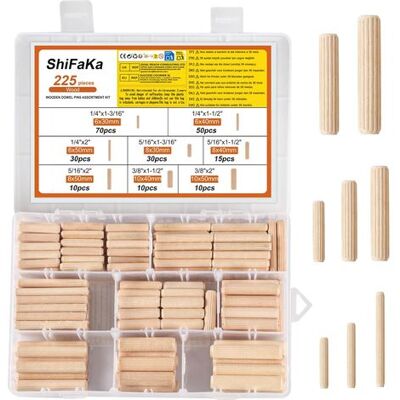 OEM 225 Piezas De Tacos De Madera, Clavijas De Madera, Tacos De Madera Cónicos Y Acanalados De 6 Mm, 8 Mm Y 10 Mm, Para Carpintería Artesanal Y Bricolaje (m6, M8, M10). OEM 225 Piezas De Tacos De Madera, Clavijas De Madera, Tacos De Madera Cónicos Y Acanalados De 6 Mm, 8 Mm Y 10 Mm, Para Carpintería Artesanal Y Bricolaje (m6, M8, M10).