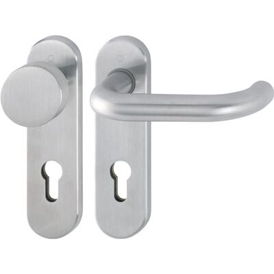 Juego de escudo corto de acero inoxidable Hoppe - Cilindro de perfil - Para puertas interiores Juego de escudo corto de acero inoxidable Hoppe - Cilindro de perfil - Para puertas interiores