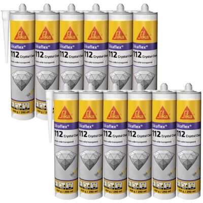 Sika - Juego De 12 Adhesivos De Masilla Flex-112 Crystal Clear - Transparente - 290ml Sika - Juego De 12 Adhesivos De Masilla Flex-112 Crystal Clear - Transparente - 290ml