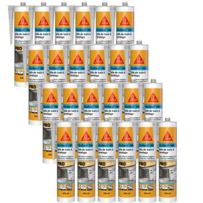 Sika - Pack de 24 selladores de silicona Sikaseal-180 - Transparente - 300ml Sika - Pack de 24 selladores de silicona Sikaseal-180 - Transparente - 300ml