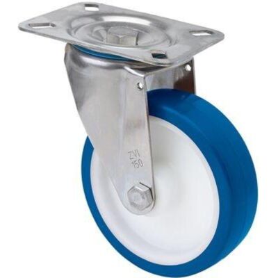 Alex - Rueda Giratora Placa Inox.10zvi150-poa Poliamix Blanco-poliur.azul Eje Liso Alex - Rueda Giratora Placa Inox.10zvi150-poa Poliamix Blanco-poliur.azul Eje Liso