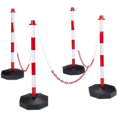 Helloshop26 - Juego De 4 Barreras De Estacionamiento Y Postes De Barrera De Estacionamiento Blancos Y Rojos 130002310 Helloshop26 - Juego De 4 Barreras De Estacionamiento Y Postes De Barrera De Estacionamiento Blancos Y Rojos 130002310