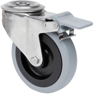 Alex - Rueda Giratora Agujero M12 Freno Inox.20zvifd100-pgan Poliamix-goma Gris Liso Alex - Rueda Giratora Agujero M12 Freno Inox.20zvifd100-pgan Poliamix-goma Gris Liso