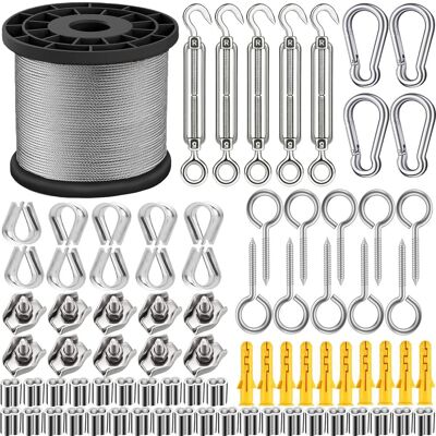 OEM Kit De 95 Piezas De Cuerda Colgante De Acero Inoxidable/kit De Cable Para Jardín/cable Para Cuadros/kit De Cerca/cable De Acero Inoxidable 304 De Alta Resistencia, Tensor Y Gancho De Alambre M5 (50 Mm OEM Kit De 95 Piezas De Cuerda Colgante De Acero Inoxidable/kit De Cable Para Jardín/cable Para Cuadros/kit De Cerca/cable De Acero Inoxidable 304 De Alta Resistencia, Tensor Y Gancho De Alambre M5 (50 Mm