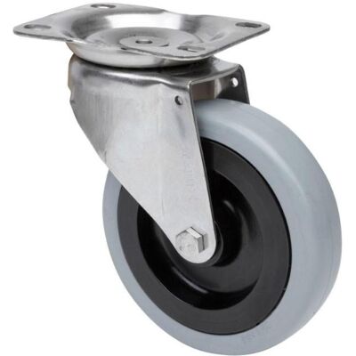 Alex - Rueda Giratora Placa Inox.10zvi125-pgan Poliamix-goma Gris Eje Liso Alex - Rueda Giratora Placa Inox.10zvi125-pgan Poliamix-goma Gris Eje Liso
