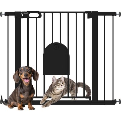 JHY DESIGN Cancello Di Sicurezza Per Animali Domestici Con Porta A Chiusura Automatica E Doppio Sistema Di Bloccaggio, In Acciaio Nero. JHY DESIGN Cancello Di Sicurezza Per Animali Domestici Con Porta A Chiusura Automatica E Doppio Sistema Di Bloccaggio, In Acciaio Nero.