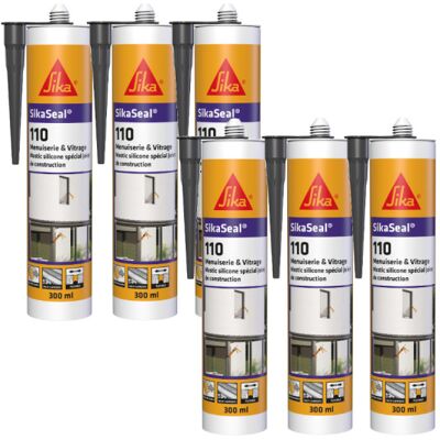 Sika - Paquete De 6 Seal 110 Sellantes De Silicona Para Ventanas Y Acristalamientos - Antracita - 300ml Sika - Paquete De 6 Seal 110 Sellantes De Silicona Para Ventanas Y Acristalamientos - Antracita - 300ml
