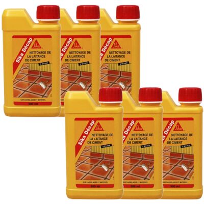 Sika - Juego de 6 removedores de leche de cemento - Ámbar - 6x500ml - Limpiador de construcción Sika - Juego de 6 removedores de leche de cemento - Ámbar - 6x500ml - Limpiador de construcción