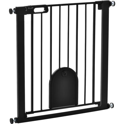 JHY DESIGN Puerta De Seguridad Para Mascotas Con Cierre Automático Y Sistema De Doble Cierre, Acero Negro. JHY DESIGN Puerta De Seguridad Para Mascotas Con Cierre Automático Y Sistema De Doble Cierre, Acero Negro.