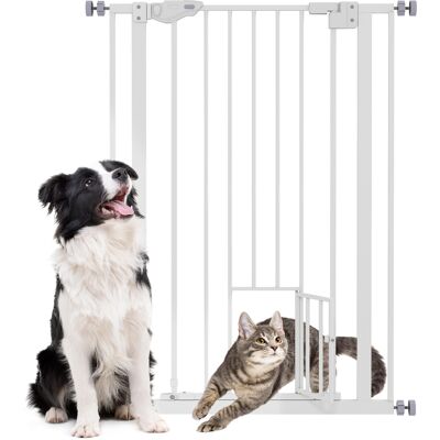 JHY DESIGN Puerta De Seguridad Para Mascotas De 104 Cm De Altura Con Cierre Automático Y Sistema De Doble Bloqueo No Requiere Perforaciones. JHY DESIGN Puerta De Seguridad Para Mascotas De 104 Cm De Altura Con Cierre Automático Y Sistema De Doble Bloqueo No Requiere Perforaciones.