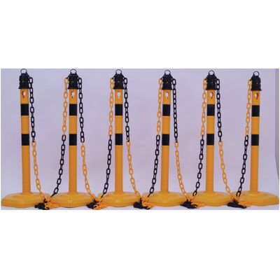 OEM Juego De Postes De Bloqueo Pu Amarillo / Negro Con Base Hexagonal D63xh1000mm 6 Postes Y 5 Cadenas OEM Juego De Postes De Bloqueo Pu Amarillo / Negro Con Base Hexagonal D63xh1000mm 6 Postes Y 5 Cadenas