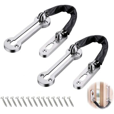 OEM 2 Cadenas De Seguridad De Cuero Sintético Plateado Para Puertas Correderas Con Cerradura Y Tornillos Para Casas, Hoteles Y Apartamentos -crezuo OEM 2 Cadenas De Seguridad De Cuero Sintético Plateado Para Puertas Correderas Con Cerradura Y Tornillos Para Casas, Hoteles Y Apartamentos -crezuo