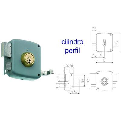 Mcm - Cerradura Sobreponer 2525p-100-dcha Pintada Cilindro Perfil Mcm - Cerradura Sobreponer 2525p-100-dcha Pintada Cilindro Perfil
