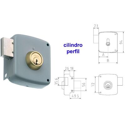 Mcm - Cerradura Sobreponer 2524p-100-dcha Pintada Cilindro Perfil Mcm - Cerradura Sobreponer 2524p-100-dcha Pintada Cilindro Perfil