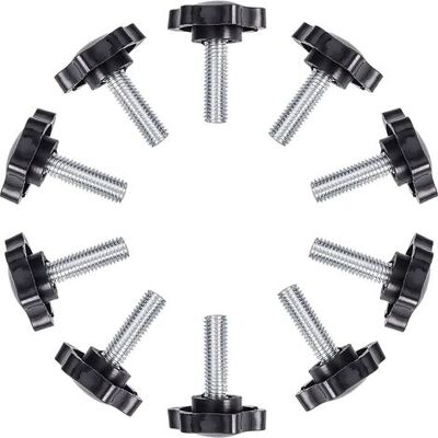 OEM Tornillos De Orejeta, Lote De 10 Tornillos Moleteados Roscados Con Cabeza En Forma De Estrella En Plástico Duradero, Pomos De Manija De Hierro, Tornillos De Sujeción Para Pestillo De Máquinas, M6x25mm OEM Tornillos De Orejeta, Lote De 10 Tornillos Moleteados Roscados Con Cabeza En Forma De Estrella En Plástico Duradero, Pomos De Manija De Hierro, Tornillos De Sujeción Para Pestillo De Máquinas, M6x25mm