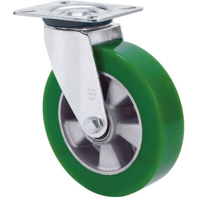 Alex - Rueda Giratora Placa 4mm 10zvr160-augb Aluminio-poliur.verde Eje Bolas Alex - Rueda Giratora Placa 4mm 10zvr160-augb Aluminio-poliur.verde Eje Bolas