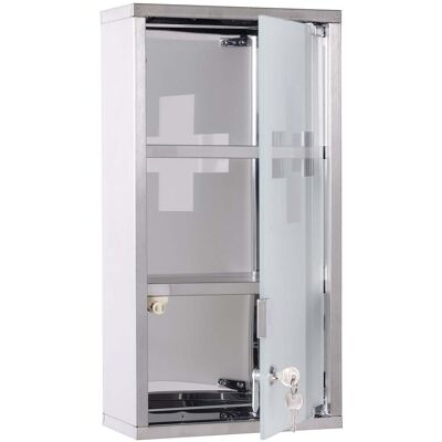 HELLOSHOP26 Armario Botiquín De Pared 25 X 12 X 48 Cm Con Cerradura Y 2 Llaves Higiénico Moderno Elegante De Acero Inoxidable Plateado 210000078 HELLOSHOP26 Armario Botiquín De Pared 25 X 12 X 48 Cm Con Cerradura Y 2 Llaves Higiénico Moderno Elegante De Acero Inoxidable Plateado 210000078