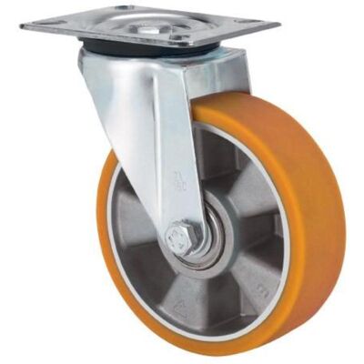 Alex - Rueda Giratora Placa 4mm 10zvr200-aub Aluminio-poliur.naranja Eje Bolas Alex - Rueda Giratora Placa 4mm 10zvr200-aub Aluminio-poliur.naranja Eje Bolas
