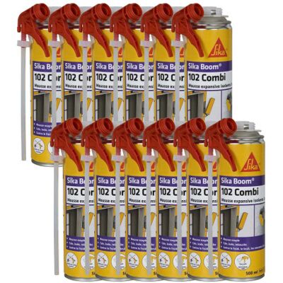 Sika 102 Combi Pack de 12 Espumas de Poliuretano - 500ml Blanco Sika 102 Combi Pack de 12 Espumas de Poliuretano - 500ml Blanco
