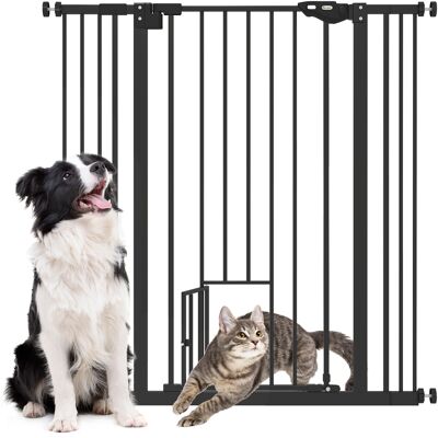 JHY DESIGN Barrera De Seguridad Para Mascotas De 104,1 Cm De Altura Con Cierre Automático Y Sistema De Doble Bloqueo, Color Negro. JHY DESIGN Barrera De Seguridad Para Mascotas De 104,1 Cm De Altura Con Cierre Automático Y Sistema De Doble Bloqueo, Color Negro.