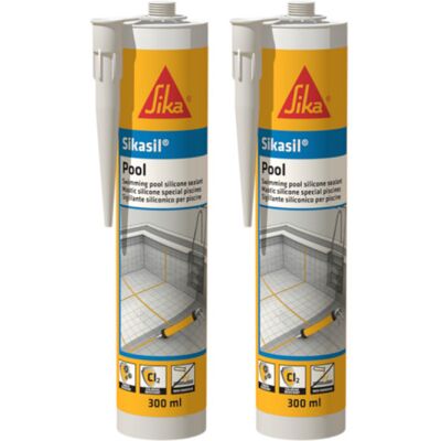 Sika - Sellador de Silicona para Piscinas - Transparente - 300ml - Pack de 2 Sika - Sellador de Silicona para Piscinas - Transparente - 300ml - Pack de 2