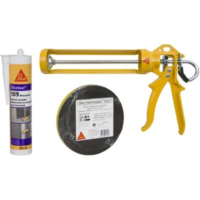 Kit Sika De Montaje De Ventanas Espuma De Poliuretano - Masilla De Silicona 300ml - Pistola Manual Para Cartucho Kit Sika De Montaje De Ventanas Espuma De Poliuretano - Masilla De Silicona 300ml - Pistola Manual Para Cartucho