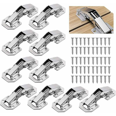 Cyslmuk - Bisagras Para Puerta De Gabinete Con Tornillos, Bisagra Para Muebles De Puerta De Cocina De 90° De 3 Pulgadas, Paquete De 10 Cyslmuk - Bisagras Para Puerta De Gabinete Con Tornillos, Bisagra Para Muebles De Puerta De Cocina De 90° De 3 Pulgadas, Paquete De 10