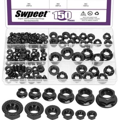 OEM 150 Piezas, 6 Tamaños (m3, M4, M5, M6, M8, M10), Tuercas De Brida Hexagonales De Ajuste Preciso, Chapadas En Zinc Negro, Kit Surtido. Tuercas De Brida Métricas De Ajuste Para Mecanismos Industriales. OEM 150 Piezas, 6 Tamaños (m3, M4, M5, M6, M8, M10), Tuercas De Brida Hexagonales De Ajuste Preciso, Chapadas En Zinc Negro, Kit Surtido. Tuercas De Brida Métricas De Ajuste Para Mecanismos Industriales.