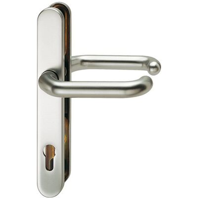 Juego de manijas para puerta FSB - Placa ovalada, Agujero cuadrado 8mm, PZ 92mm Juego de manijas para puerta FSB - Placa ovalada, Agujero cuadrado 8mm, PZ 92mm