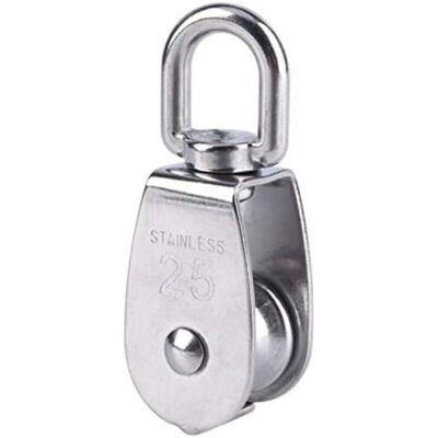 GOTRAYS Polea Simple M25 En Acero Inoxidable, Polea Giratoria, Capacidad De Carga De 150 Kg Para Cuerda De Elevación - Paquete Individual, Color Plata GOTRAYS Polea Simple M25 En Acero Inoxidable, Polea Giratoria, Capacidad De Carga De 150 Kg Para Cuerda De Elevación - Paquete Individual, Color Plata