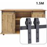 AXHUP Mini Herraje Puerta Corredera Kit, 150cm Kit de Rieles Deslizantes para Puerta Doble de Gabinete de tv Aparador, Negro