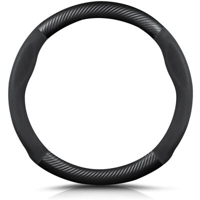 DPZO Funda Redonda Antideslizante Para Volante De Fibra De Carbono Y Cuero Sintético De Microfibra, Transpirable, Para Volantes Deportivos De Hasta 38 Cm (15 Pulgadas) De Diámetro - Negra DPZO Funda Redonda Antideslizante Para Volante De Fibra De Carbono Y Cuero Sintético De Microfibra, Transpirable, Para Volantes Deportivos De Hasta 38 Cm (15 Pulgadas) De Diámetro - Negra
