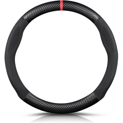 OEM Funda Redonda De Fibra De Carbono Y Cuero Sintético De Microfibra Antideslizante Y Transpirable Para Volante De Coche Deportivo, Para Volantes De 38 Cm (15") De Diámetro - Negro Rojo OEM Funda Redonda De Fibra De Carbono Y Cuero Sintético De Microfibra Antideslizante Y Transpirable Para Volante De Coche Deportivo, Para Volantes De 38 Cm (15") De Diámetro - Negro Rojo