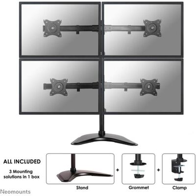 NEWSTAR Neomounts Nm-d335d4black Soporte De Monitor Para 4 Pantallas, 10-27 Pulgadas, 0-8 Kg/pantalla, Negro NEWSTAR Neomounts Nm-d335d4black Soporte De Monitor Para 4 Pantallas, 10-27 Pulgadas, 0-8 Kg/pantalla, Negro