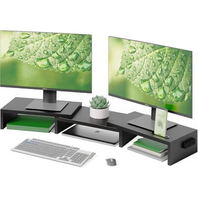 OEM Soporte Para Dos Monitores, Elevador De Pantalla Para Pc De Escritorio, Organizador De Escritorio De Madera, Longitud Y Ángulo Ajustables Para Monitores De Pc Y Portátiles, Color Negro. OEM Soporte Para Dos Monitores, Elevador De Pantalla Para Pc De Escritorio, Organizador De Escritorio De Madera, Longitud Y Ángulo Ajustables Para Monitores De Pc Y Portátiles, Color Negro.