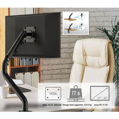 OEM Soporte Para Monitor De Pc, Brazo Con Resorte De Gas Para Monitor De Pc, Para Monitores De 17 A 32 Pulgadas, Rotación De 360°. OEM Soporte Para Monitor De Pc, Brazo Con Resorte De Gas Para Monitor De Pc, Para Monitores De 17 A 32 Pulgadas, Rotación De 360°.