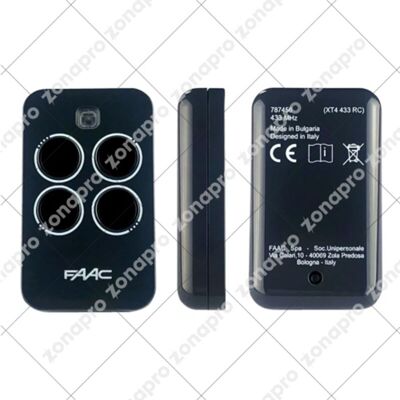 Faac - Mando A Distancia Emisor 4 Canales Gris Xt4 433 Rc 787456 Faac - Mando A Distancia Emisor 4 Canales Gris Xt4 433 Rc 787456