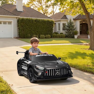PZCC Coche Eléctrico Para Niños Mercedes-amg Gt3 Evo Con Mando A Distancia Motor Doble Ruedas Auxiliares Asa Música Negro PZCC Coche Eléctrico Para Niños Mercedes-amg Gt3 Evo Con Mando A Distancia Motor Doble Ruedas Auxiliares Asa Música Negro
