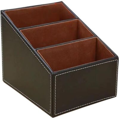 OEM Soporte Clásico Para Mando A Distancia, Interior Angular De Diseño Profesional Con Forro De Ante, Organizador De Escritorio De 3 Compartimentos. (1 Unidad, Marrón) OEM Soporte Clásico Para Mando A Distancia, Interior Angular De Diseño Profesional Con Forro De Ante, Organizador De Escritorio De 3 Compartimentos. (1 Unidad, Marrón)