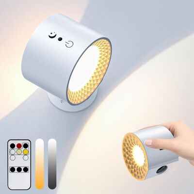 OEM Lámpara De Pared Led De Doble Cara Con Mando A Distancia, Control Táctil, 3 Colores, Usb, Recargable, Rotación De 360° - Blanca OEM Lámpara De Pared Led De Doble Cara Con Mando A Distancia, Control Táctil, 3 Colores, Usb, Recargable, Rotación De 360° - Blanca